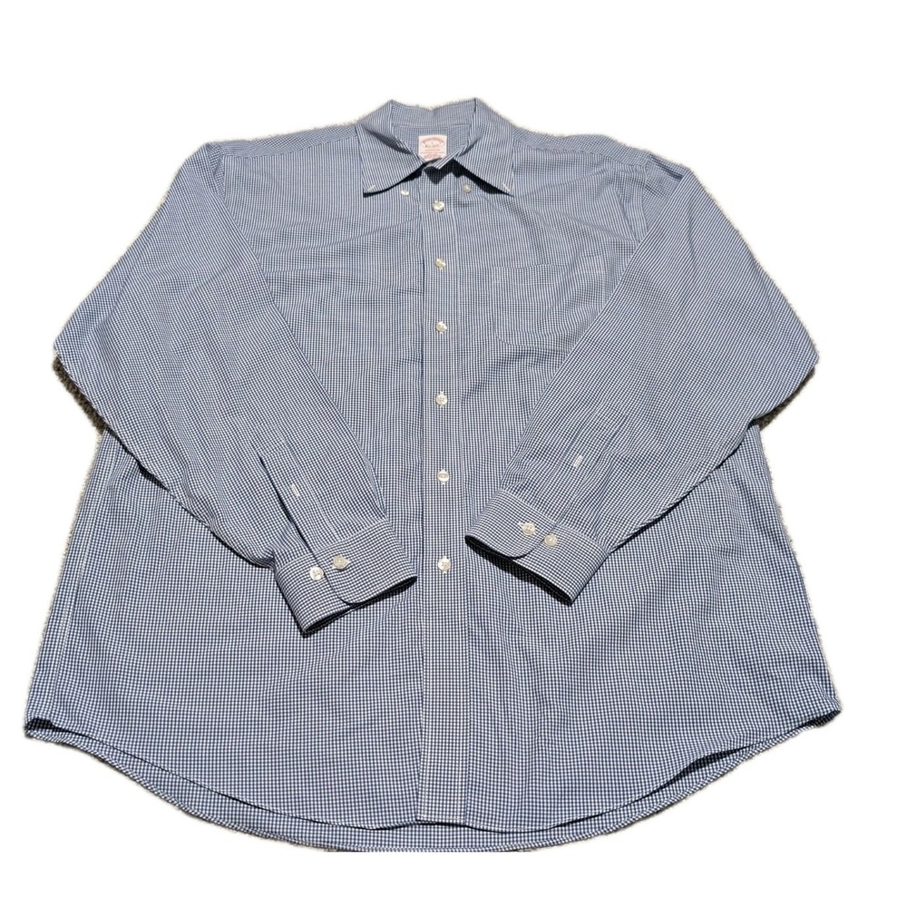 Brooks Brothers Men'sBlue White Stripe Size L  Button Down Madison Supima Cotton
